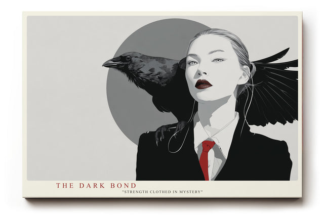 Paul Sinus Wandbild The Dark Bond stilvolles Porträt mit Frau und Rabe im minimalistischen Stil für moderne Räume mit geheimnisvoller Atmosphäre