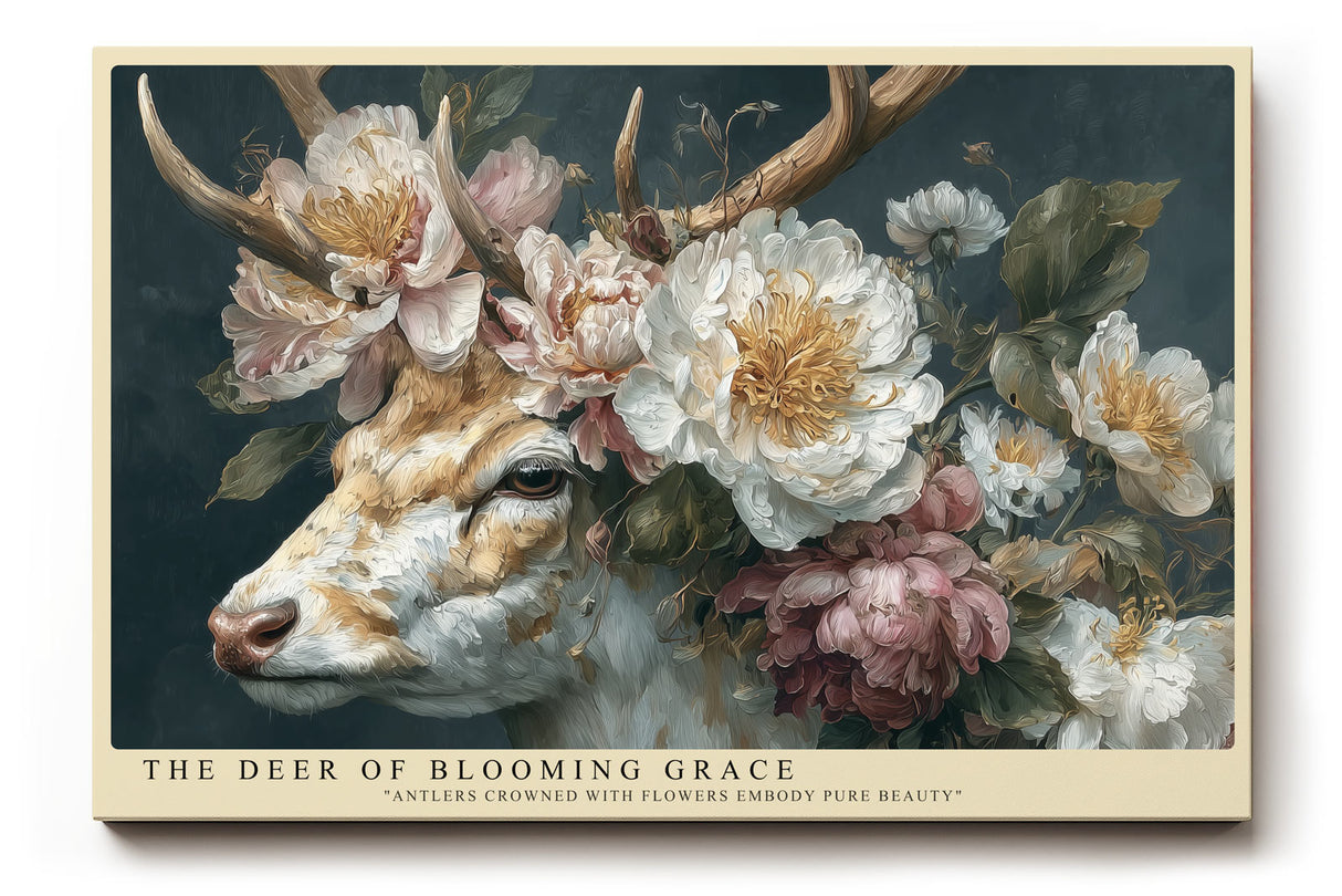 Paul Sinus Wandbild The Deer of Blooming Grace – Ästhetisches Hirschmotiv mit floraler Eleganz, Symbol für Anmut und Naturverbundenheit