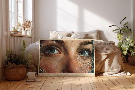 Paul Sinus Wandbild The Depth of Blue Eyes faszinierendes Porträt mit blauen Augen und Wassertropfen in Nahaufnahme