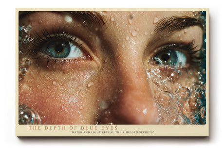 Paul Sinus Wandbild The Depth of Blue Eyes faszinierendes Porträt mit blauen Augen und Wassertropfen in Nahaufnahme