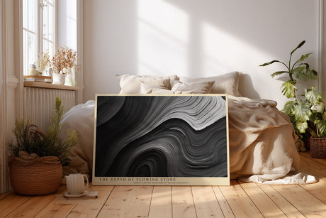 Paul Sinus Wandbild The Depth of Flowing Stone abstraktes Naturmotiv mit geschwungenen Linien in Schwarz und Grau