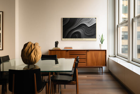 Paul Sinus Wandbild The Depth of Flowing Stone abstraktes Naturmotiv mit geschwungenen Linien in Schwarz und Grau