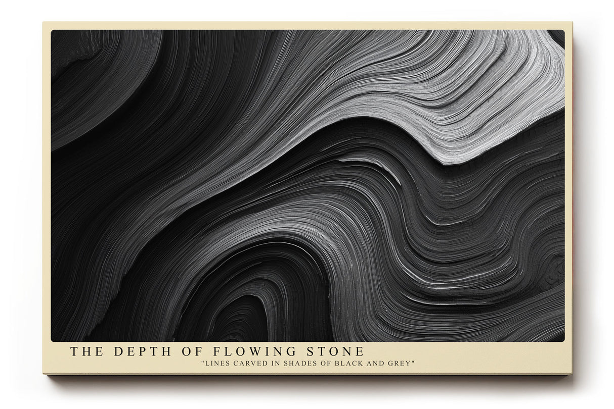 Paul Sinus Wandbild The Depth of Flowing Stone abstraktes Naturmotiv mit geschwungenen Linien in Schwarz und Grau