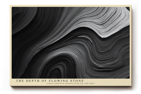 Paul Sinus Wandbild The Depth of Flowing Stone abstraktes Naturmotiv mit geschwungenen Linien in Schwarz und Grau