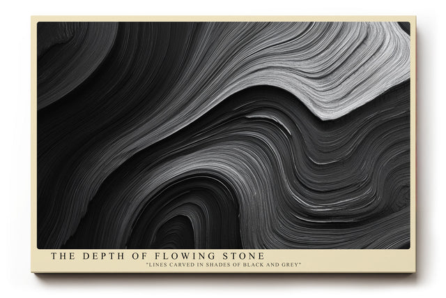 Paul Sinus Wandbild The Depth of Flowing Stone abstraktes Naturmotiv mit geschwungenen Linien in Schwarz und Grau