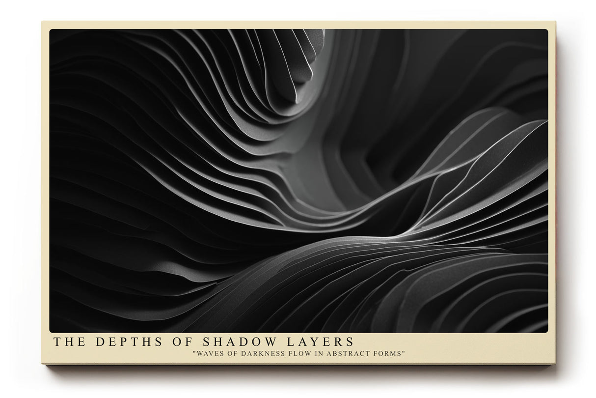 Paul Sinus Wandbild The Depths of Shadow Layers – Abstraktes Schwarzweiß-Motiv aus geschwungenen Formen, Symbol für Tiefe, Struktur und visuelle Bewegung