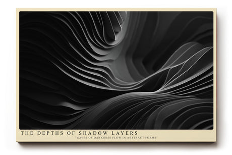Paul Sinus Wandbild The Depths of Shadow Layers – Abstraktes Schwarzweiß-Motiv aus geschwungenen Formen, Symbol für Tiefe, Struktur und visuelle Bewegung