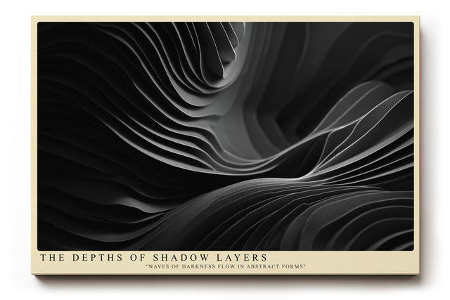 Paul Sinus Wandbild The Depths of Shadow Layers – Abstraktes Schwarzweiß-Motiv aus geschwungenen Formen, Symbol für Tiefe, Struktur und visuelle Bewegung