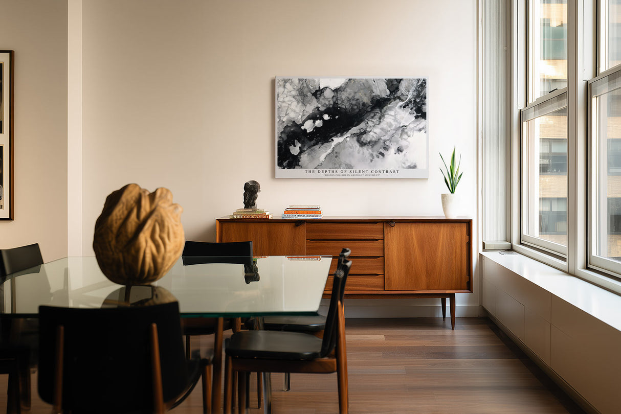 Paul Sinus Wandbild The Depths of Silent Contrast Abstract Flow in Black and White Elegance