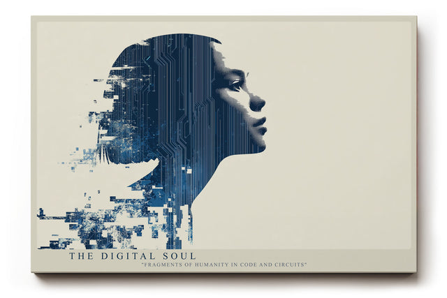 Paul Sinus Wandbild The Digital Soul futuristisches Porträt mit digitalem Code-Effekt für moderne Räume voller Technologie und Emotion