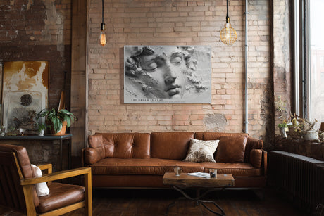 Paul Sinus Wandbild The Dream in Clay – skulpturales Gesicht in Ton symbolisiert Stille, Form und die Schönheit handwerklicher Kunst