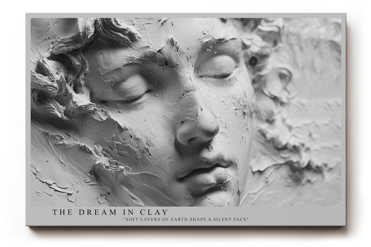Paul Sinus Wandbild The Dream in Clay – skulpturales Gesicht in Ton symbolisiert Stille, Form und die Schönheit handwerklicher Kunst