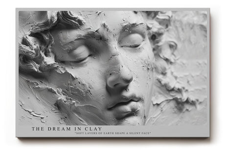 Paul Sinus Wandbild The Dream in Clay – skulpturales Gesicht in Ton symbolisiert Stille, Form und die Schönheit handwerklicher Kunst