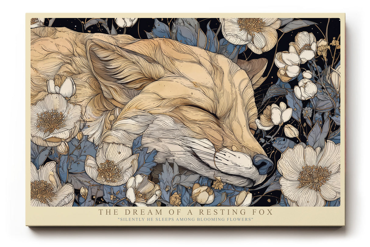 Paul Sinus Wandbild The Dream of a Resting Fox Silently He Sleeps Among Blooming Flowers