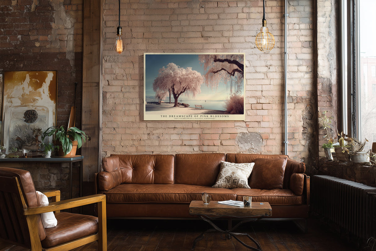Paul Sinus Wandbild The Dreamscape of Pink Blossoms Soft Colors Create a Peaceful Atmosphere