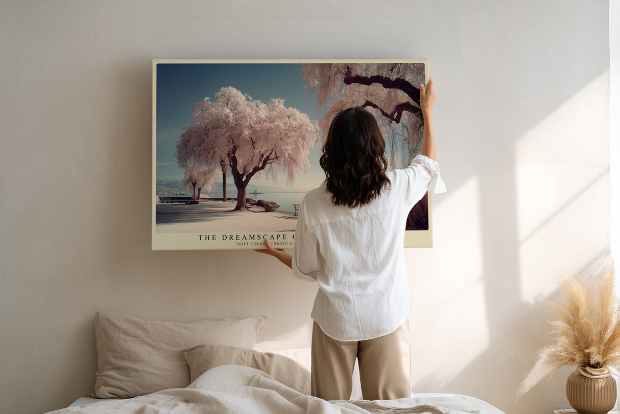 Paul Sinus Wandbild The Dreamscape of Pink Blossoms Soft Colors Create a Peaceful Atmosphere
