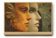 Paul Sinus Wandbild The Duality of Inner Worlds mystisches Porträtmotiv mit zwei kontrastierenden Gesichtern in Gold und Blau