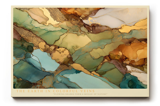 Paul Sinus Wandbild The Earth in Colorful Veins abstraktes Naturmotiv in erdigen Grün- und Brauntönen mit goldenen Akzenten