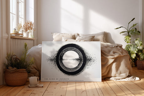 Paul Sinus Wandbild The Echo of Infinity – abstraktes Schwarz-Weiß-Motiv mit kreisförmiger Bewegung symbolisiert Unendlichkeit und Energie