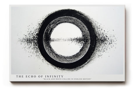 Paul Sinus Wandbild The Echo of Infinity – abstraktes Schwarz-Weiß-Motiv mit kreisförmiger Bewegung symbolisiert Unendlichkeit und Energie