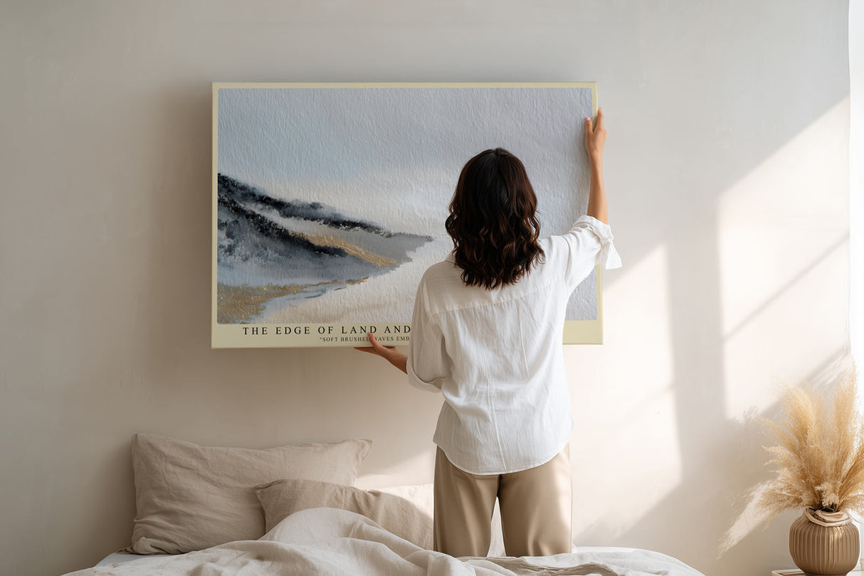 Paul Sinus Wandbild The Edge of Land and Water sanftes Küstenmotiv mit abstrakter Darstellung von Meer und Strand