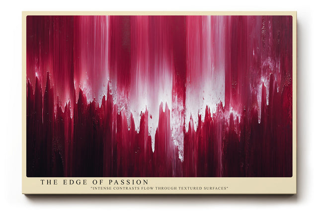 Paul Sinus Wandbild The Edge of Passion Abstraktes Kunstwerk in kräftigen Rot- und Weißtönen mit fließender Struktur und expressiver Energie.