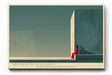 Paul Sinus Wandbild The Edge of Stillness – minimalistische Architektur mit Frau in Rot symbolisiert Ruhe, Isolation und stille Stärke