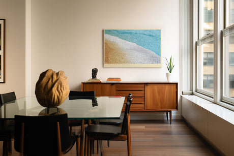 Paul Sinus Wandbild The Edge of the Sea – sanfte Wellen am Strand in zarten Farbverläufen aus Blau, Beige und Weiß symbolisieren Ruhe und Freiheit