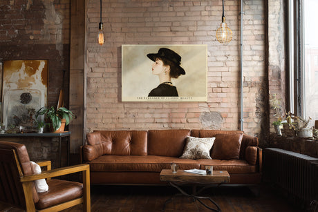 Paul Sinus Wandbild The Elegance of Classic Beauty – stilvolles Porträt einer Frau mit Hut und Perlenkette verkörpert zeitlose Eleganz und Anmut