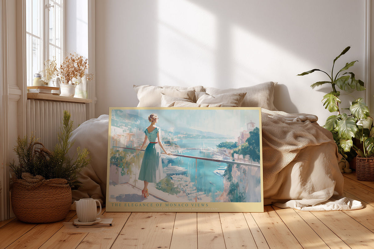 Paul Sinus Wandbild The Elegance of Monaco Views Woman Overlooking the Harbor of Dreams
