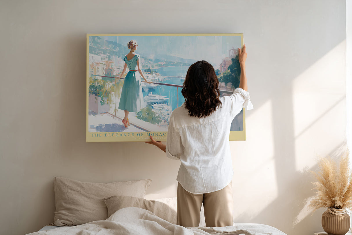 Paul Sinus Wandbild The Elegance of Monaco Views Woman Overlooking the Harbor of Dreams
