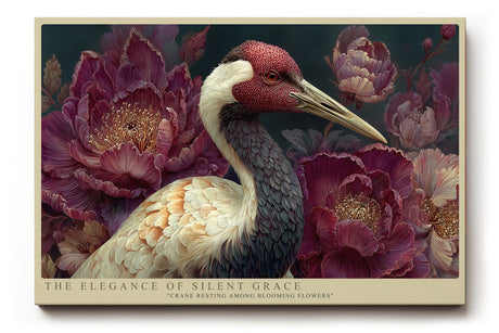 Paul Sinus Wandbild The Elegance of Silent Grace Crane Among Blossoms in Gentle Harmony