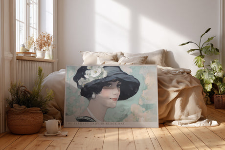 Paul Sinus Wandbild The Elegant Lady in Black Hat Her Smile Holds Secrets of Timeless Beauty