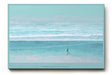 Paul Sinus Wandbild The Endless Horizon – Minimalistische Meereslandschaft mit sanften Blautönen und einsamem Spaziergänger am Ufer, Symbol für Ruhe, Weite und innere Einkehr