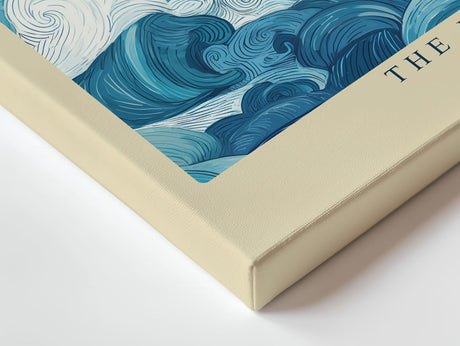 Paul Sinus Wandbild The Endless Motion of the Sea – Künstlerische Wellenillustration in Blautönen, dynamisches Meeresmotiv mit stilisierter Bewegung