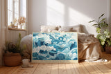 Paul Sinus Wandbild The Endless Motion of the Sea – Künstlerische Wellenillustration in Blautönen, dynamisches Meeresmotiv mit stilisierter Bewegung
