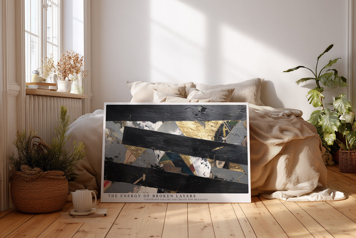 Paul Sinus Wandbild The Energy of Broken Layers Abstract Power in Colliding Contrasts