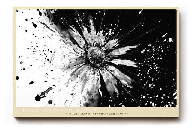 Paul Sinus Wandbild The Explosion of Bloom abstraktes Blumenmotiv in Schwarzweiß mit dynamischer Energie für moderne Räume voller Ausdruck und Kontrast