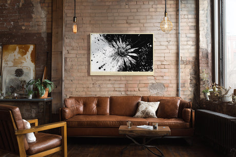 Paul Sinus Wandbild The Explosion of Bloom abstraktes Blumenmotiv in Schwarzweiß mit dynamischer Energie für moderne Räume voller Ausdruck und Kontrast
