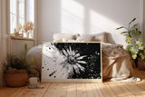Paul Sinus Wandbild The Explosion of Bloom abstraktes Blumenmotiv in Schwarzweiß mit dynamischer Energie für moderne Räume voller Ausdruck und Kontrast