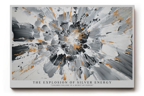 Paul Sinus Wandbild The Explosion of Silver Energy Colors Collide in a Burst of Power
