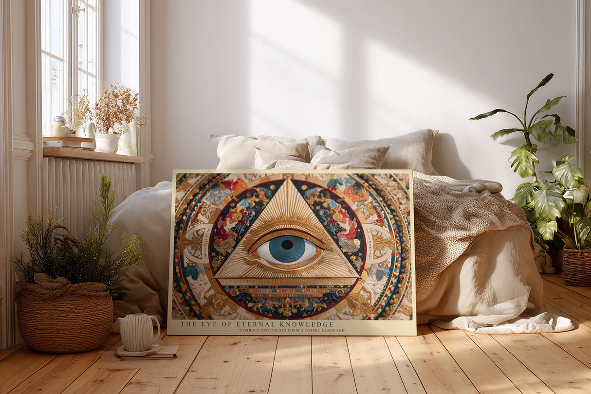 Paul Sinus Wandbild The Eye of Eternal Knowledge mystisches Auge mit kosmischen Symbolen auf Leinwand
