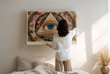 Paul Sinus Wandbild The Eye of Eternal Knowledge mystisches Auge mit kosmischen Symbolen auf Leinwand