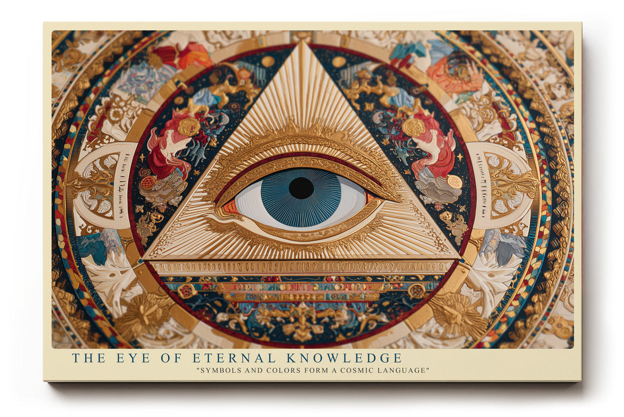 Paul Sinus Wandbild The Eye of Eternal Knowledge mystisches Auge mit kosmischen Symbolen auf Leinwand