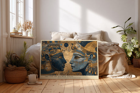 Paul Sinus Wandbild The Eye of Sacred Unity Egyptian Dual Portrait in Blue and Gold Majesty