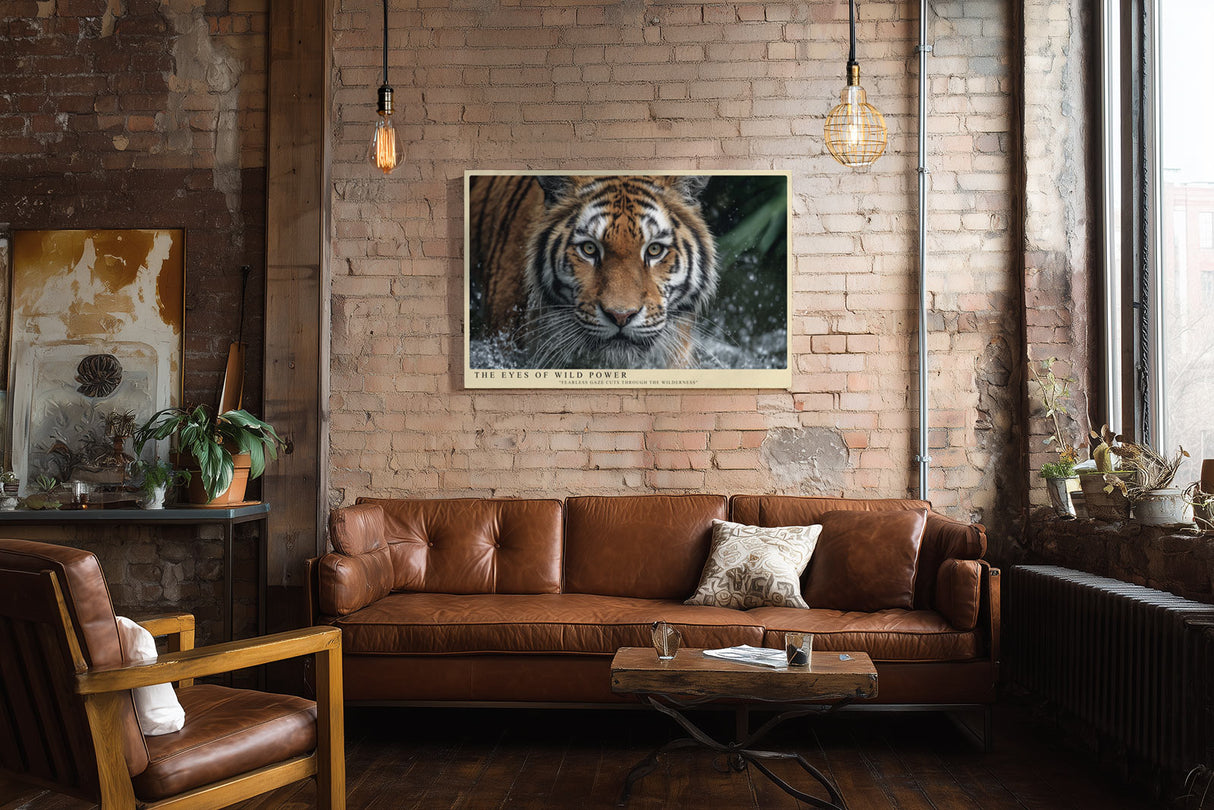 Paul Sinus Wandbild The Eyes of Wild Power Ausdrucksstarkes Porträt eines Tigers im Wasser – Symbol für Stärke, Mut und wilde Eleganz.