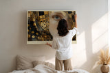 Paul Sinus Wandbild The Face Behind Golden Veils Portrait in Shades of Gold and Mystery