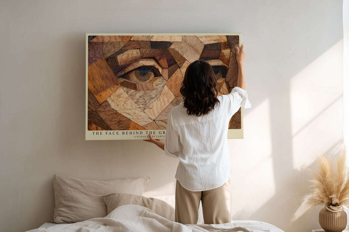 Paul Sinus Wandbild The Face Behind the Grain Human Story in Wood and Time