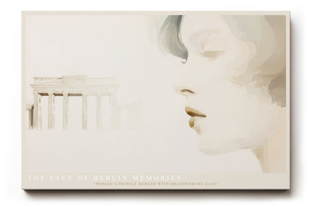 Paul Sinus Wandbild The Face of Berlin Memories – Zartes Porträt einer Frau mit Brandenburger Tor, Symbol für Erinnerung, Kultur und Zeitgeist