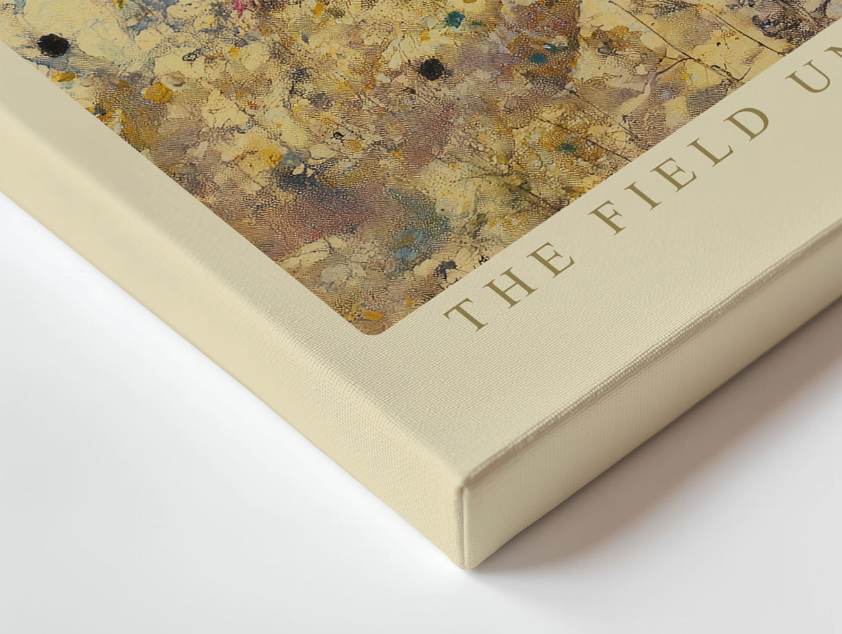 Paul Sinus Wandbild The Field under Golden Sky abstraktes Naturmotiv mit goldgelbem Himmel und zarten Blumen